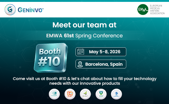 Geninvo Booth 10 at EMWA 61st Spring Conference 2026 Barcelona.