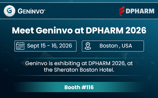 Geninvo at Dpharm 2026 Banner: Sept 15–16, 2026 in Boston, Usa; Sheraton Boston Hotel Exhibition Booth #116.